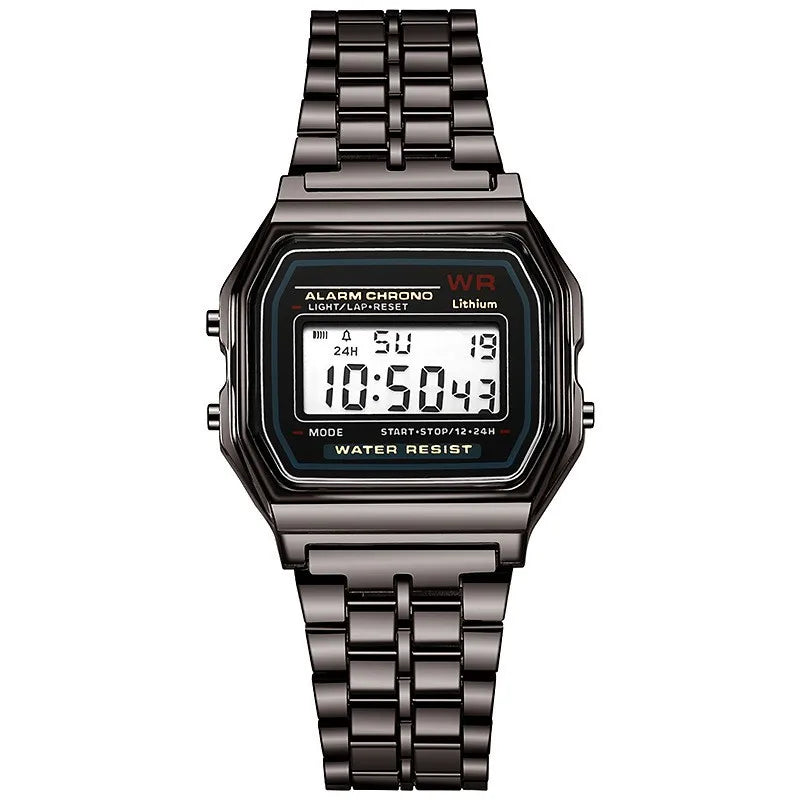 Montre digitale rétro gris anthracite
