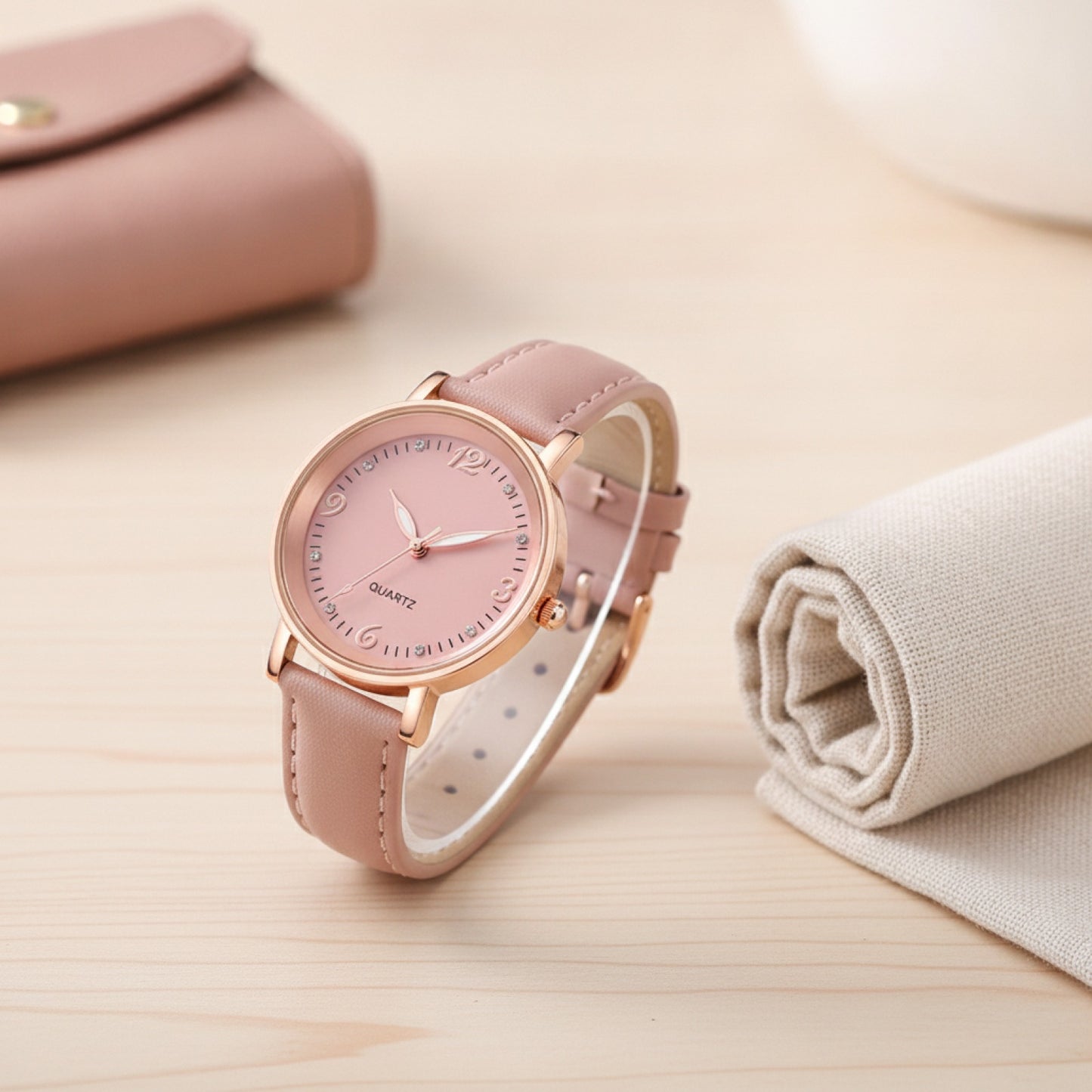 Montre Femme Quartz Analogique avec Bracelet Cuir et Cadran Arabe - Style Décontracté
