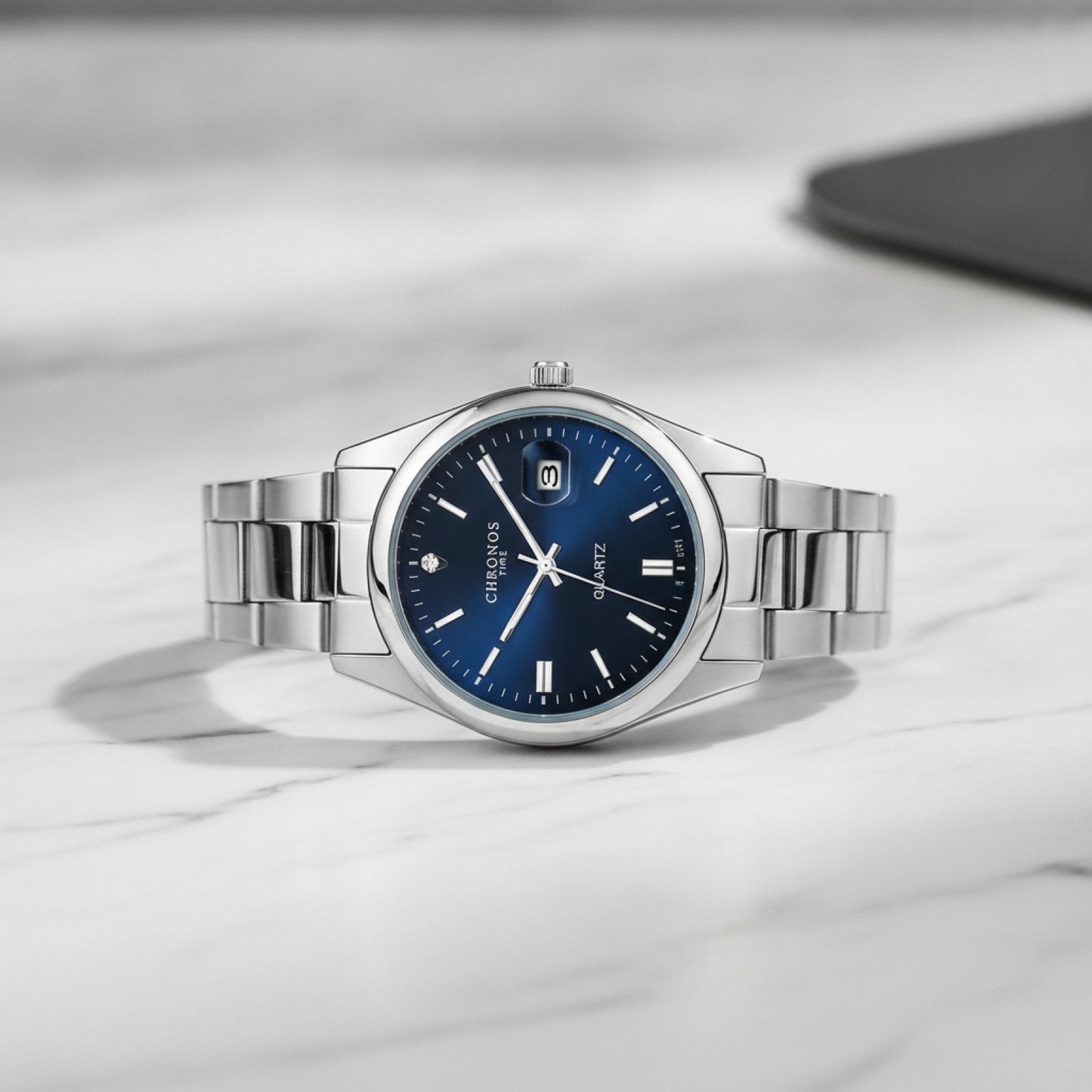 Montre Homme Chronos Acier Inoxydable, Étanche, Affichage Date Lumineux