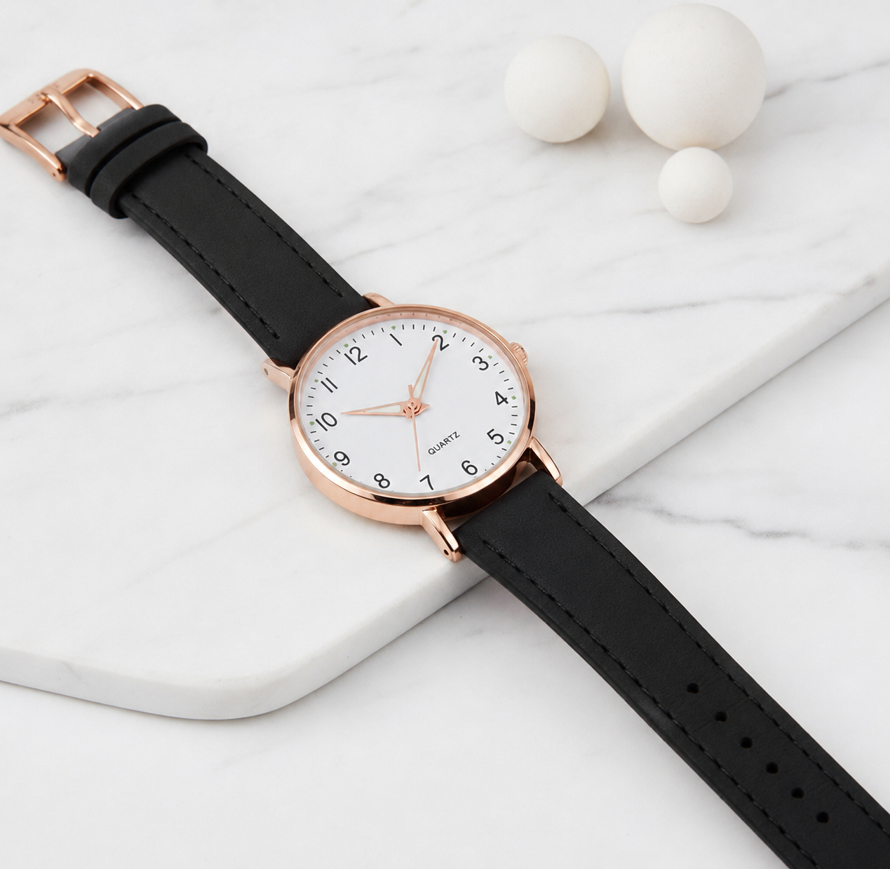 Montre Femme - Bracelet Cuir ,Cadran Arabe, Style Décontracté - Quartz