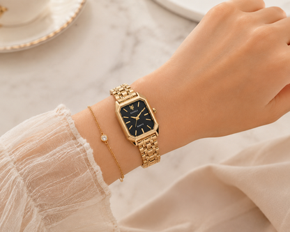 Montre Luxe Femme - Acier Inoxydable Noir Style Affaires - Quartz