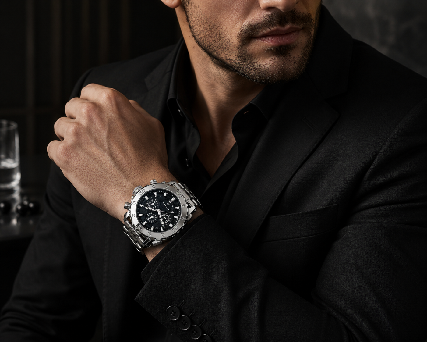 Montre Argentée Homme - Luxe, Acier Inoxydable, Calendrier Lumineux, Étanche - Quartz