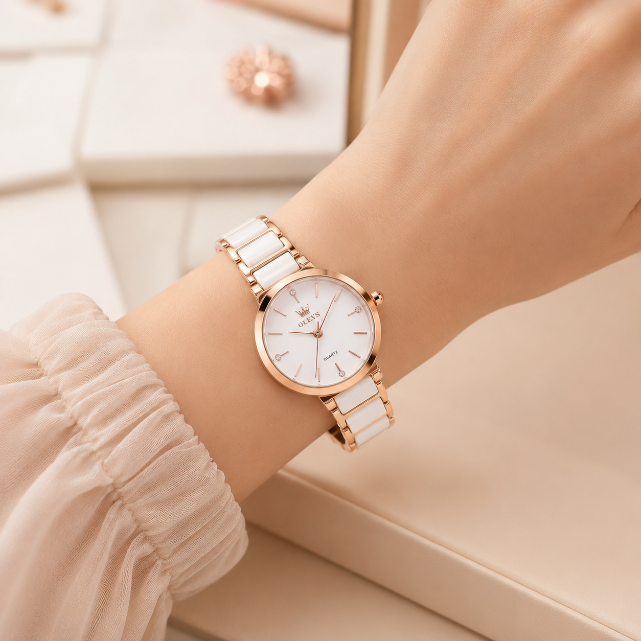 Montre Or Rose Femme - Céramique - Quartz