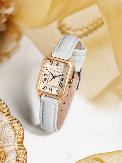 Montre femme rétro carrée bracelet cuir – vue 15