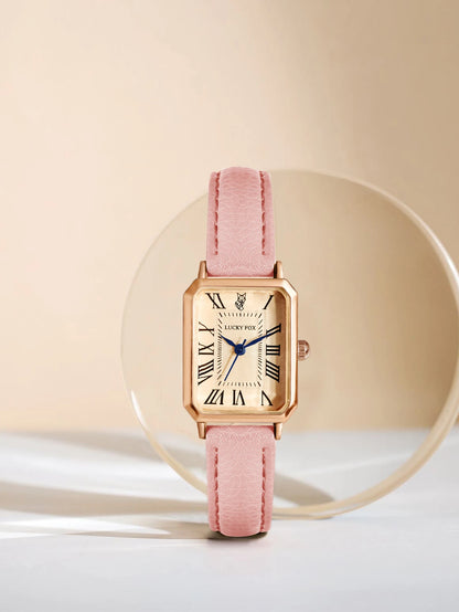 Montre femme rétro carrée bracelet cuir – vue 13