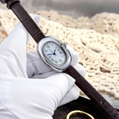 Montre femme ovale vintage bracelet cuir – vue 11