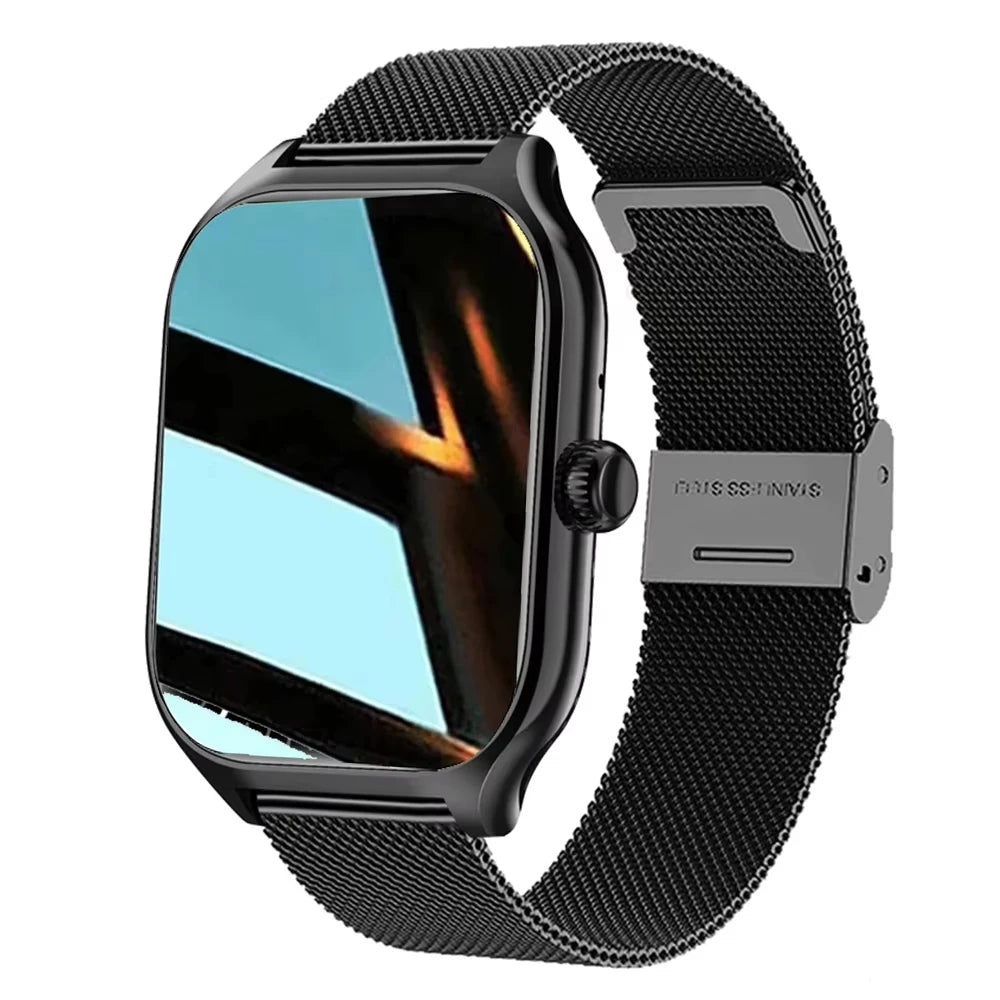 Montre connectée H9 Pro Max noire avec bracelet maille