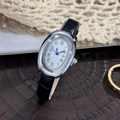 Montre femme ovale vintage bracelet cuir – vue 14