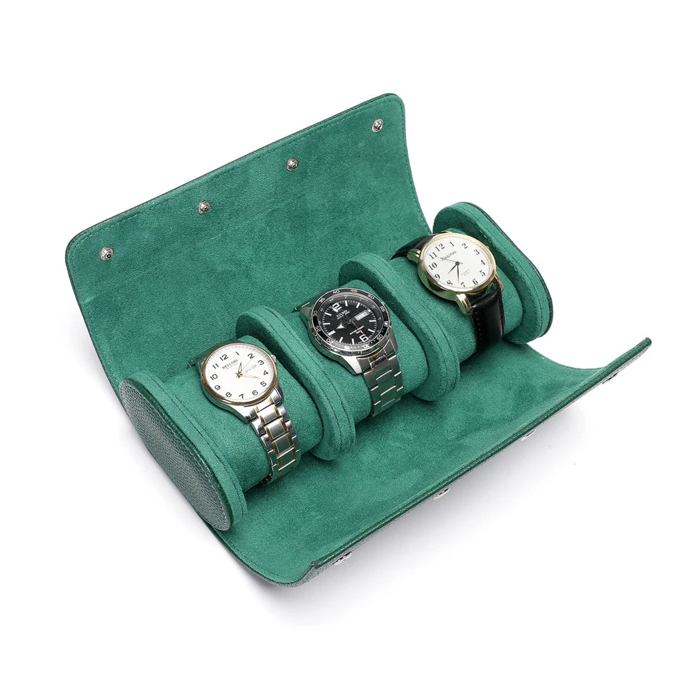 Étui à Montres en Simili Cuir — Vert – 3 montres