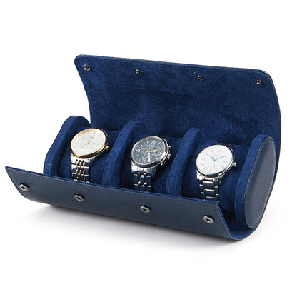 Étui à Montres en Simili Cuir — Bleu marine – 3 montres