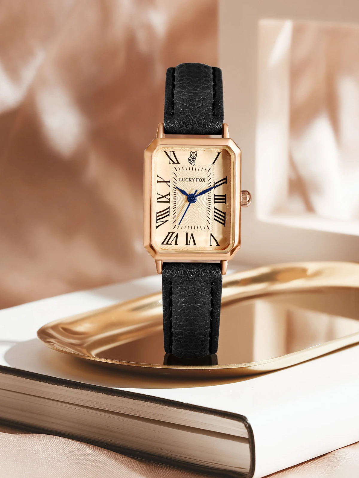 Montre femme rétro carrée bracelet cuir – vue 7