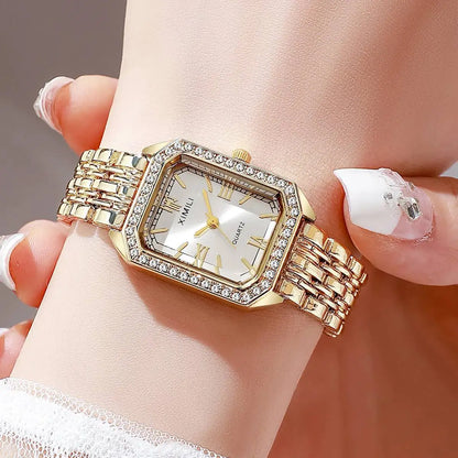 Montre femme rectangulaire à strass – vue 5