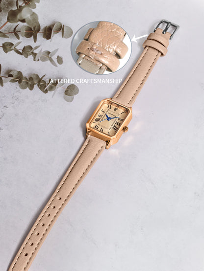 Montre femme rétro carrée bracelet cuir – vue 11