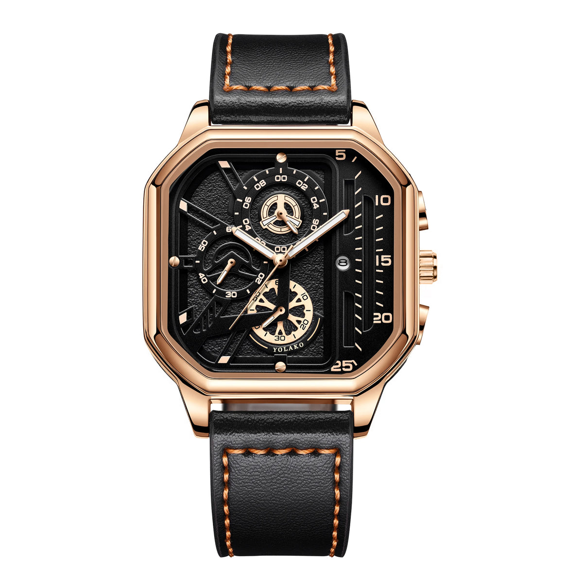 Montre homme carrée en cuir – vue 13