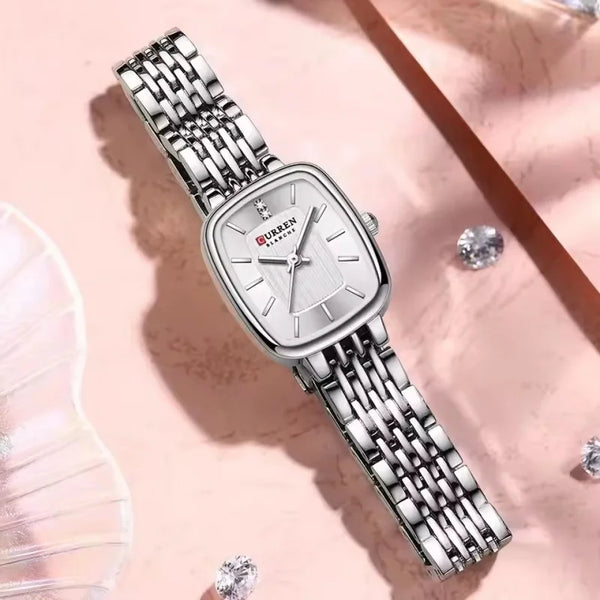 Montre femme rectangulaire en acier – vue 1