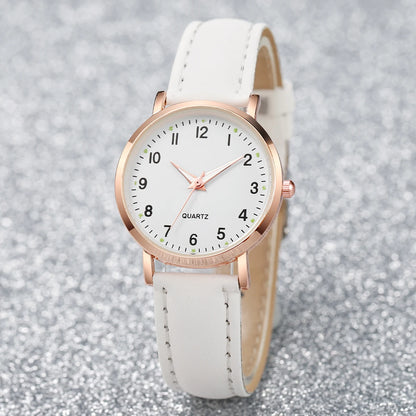 Montre femme bracelet cuir blanc chiffres arabes