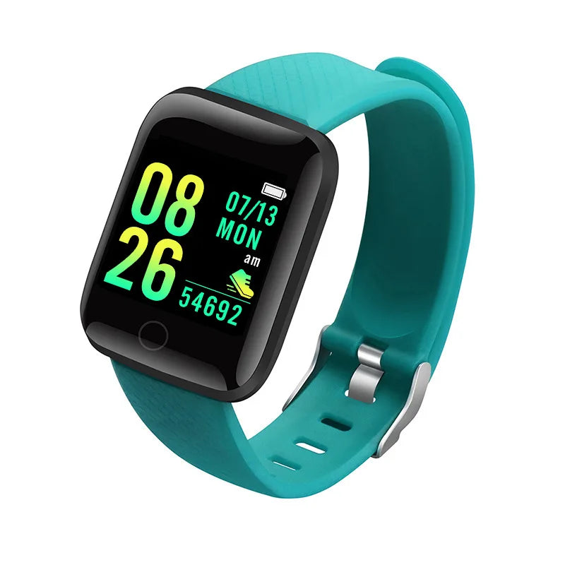 Montre connectée sport verte avec bracelet silicone