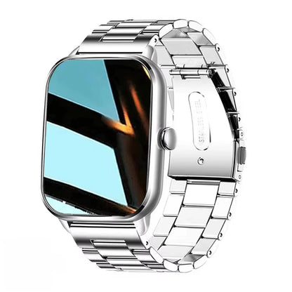 Montre connectée H9 Pro Max argentée avec bracelet acier