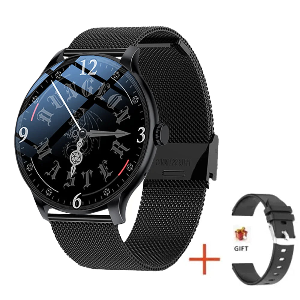 Montre connectée GT2 noire avec bracelet maille