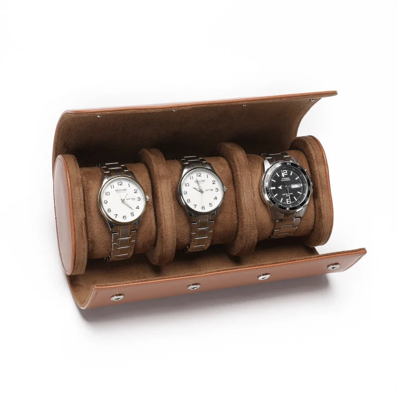 Étui à Montres en Simili Cuir — Marron – 3 montres