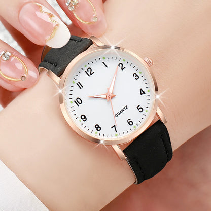 Montre femme bracelet cuir chiffres arabes – vue 4
