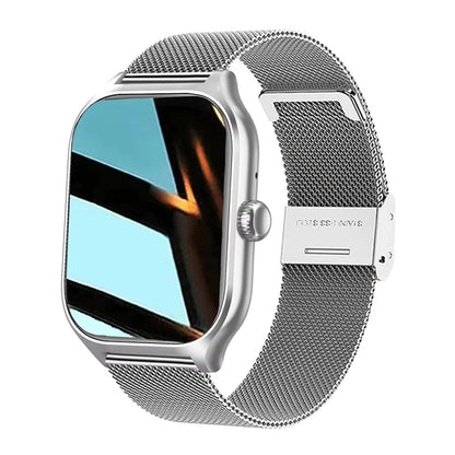 Montre connectée H9 Pro Max argentée avec bracelet maille