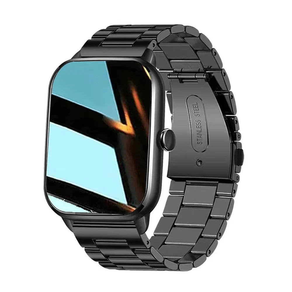 Montre connectée H9 Pro Max noire avec bracelet acier