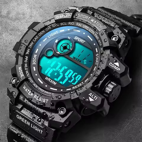 Montre Numérique LED Homme - Sport, Étanche, Date - Style Militaire