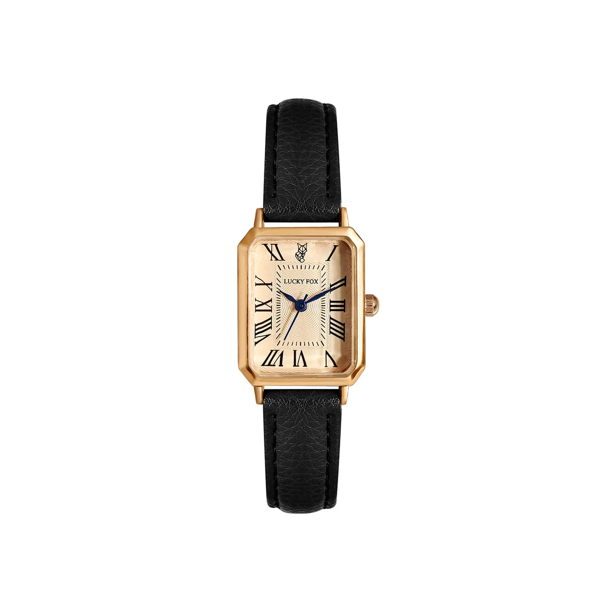 Montre femme rétro carrée noire
