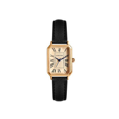 Montre femme rétro carrée noire