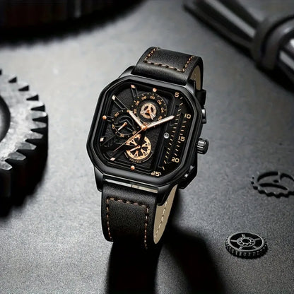 Montre homme carrée en cuir – vue 10