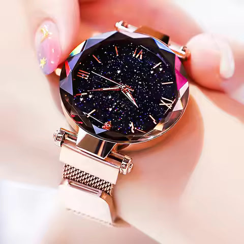 Montre Femme Ciel Étoilé Magnétique - Quartz Diamant Élégante