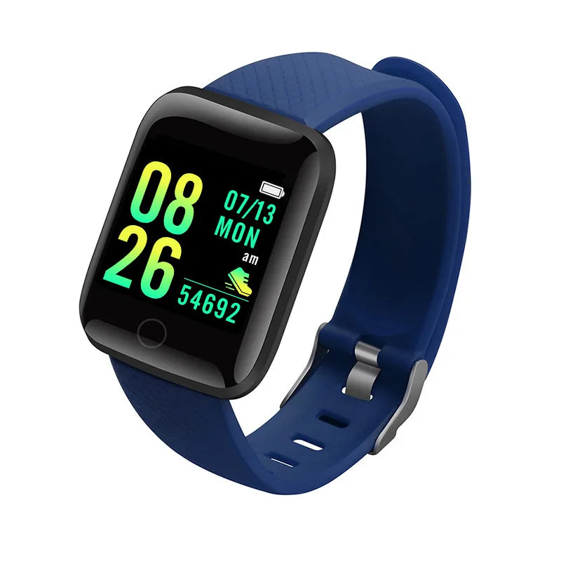 Montre connectée sport bleue avec bracelet silicone
