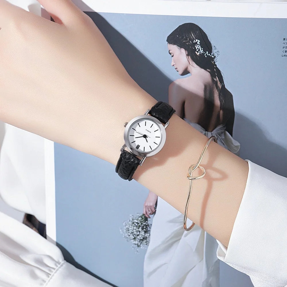 Montre femme petit cadran bracelet cuir – vue 2