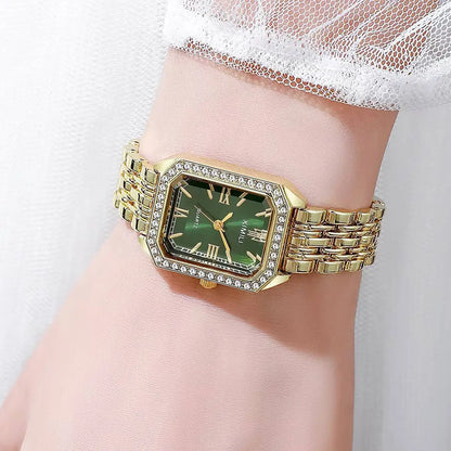 Montre femme rectangulaire à strass – vue 2