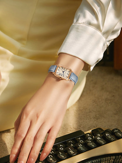 Montre femme rétro carrée bracelet cuir – vue 19