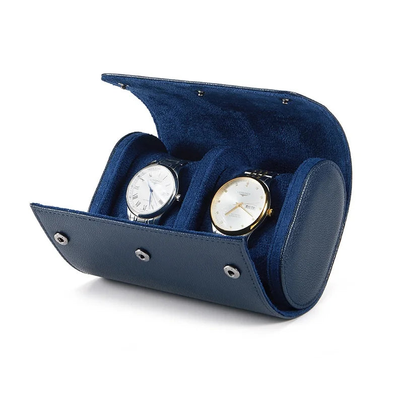 Étui à Montres en Simili Cuir — Bleu marine – 2 montres