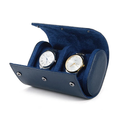 Étui à Montres en Simili Cuir — Bleu marine – 2 montres