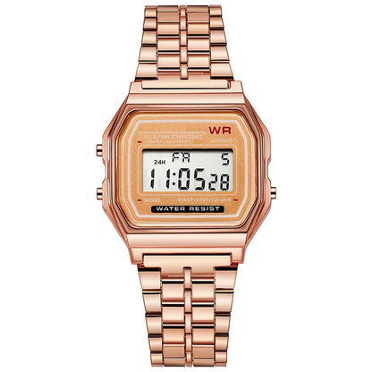 Montre digitale rétro or rose