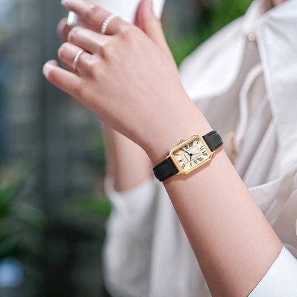 Montre femme rétro carrée bracelet cuir – vue 4