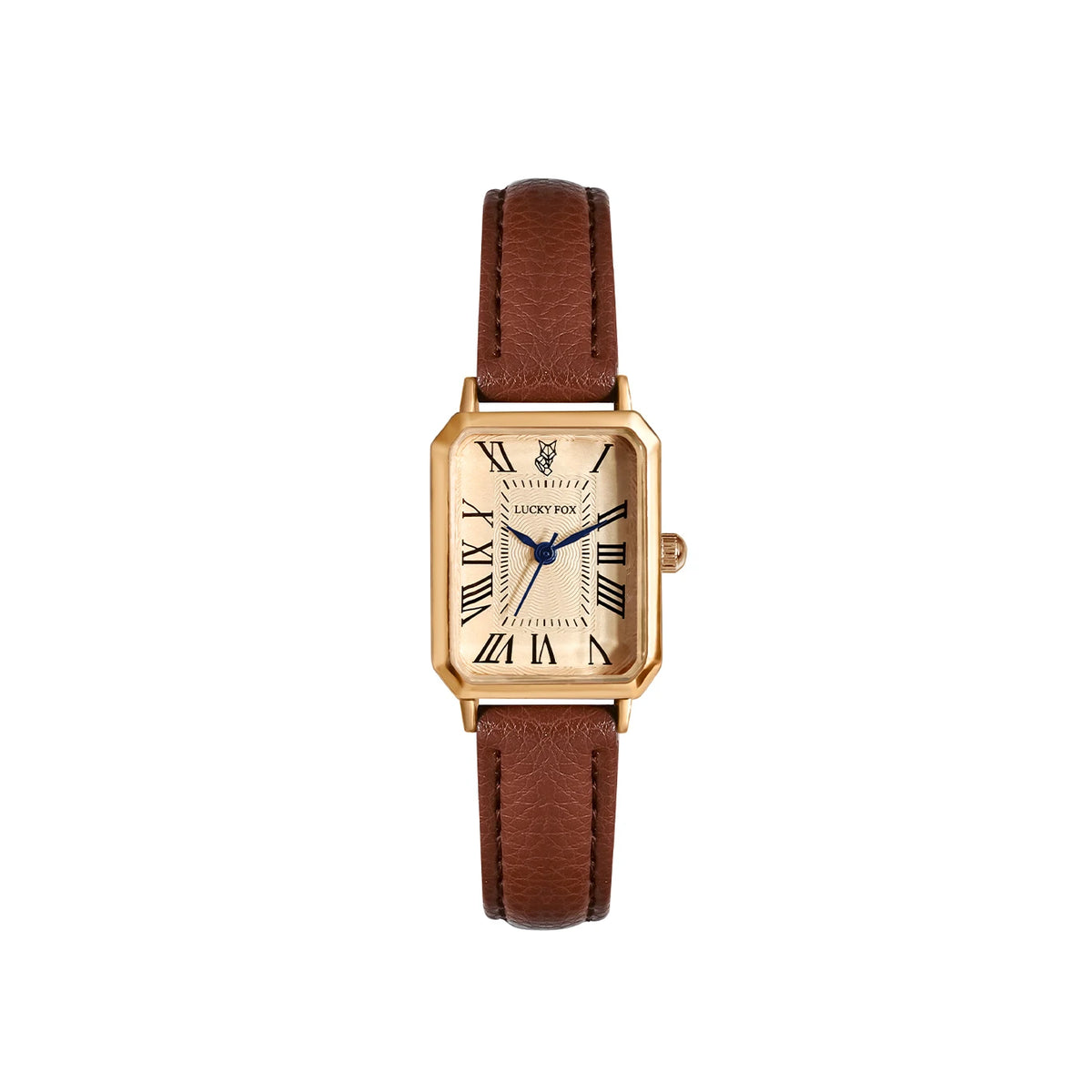 Montre femme rétro carrée marron