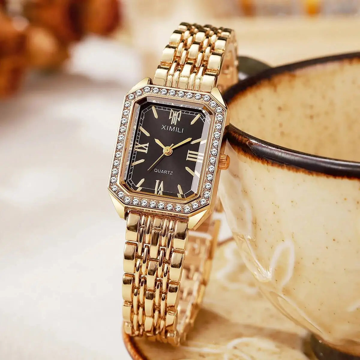 Montre femme rectangulaire à strass – vue 11