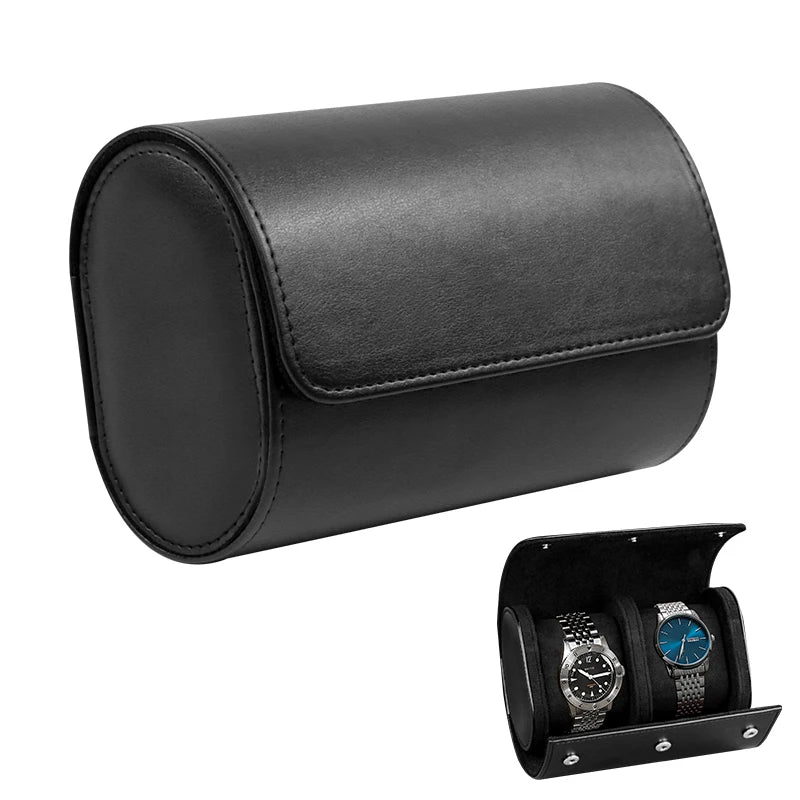Étui à Montres en Simili Cuir — Noir – 2 montres