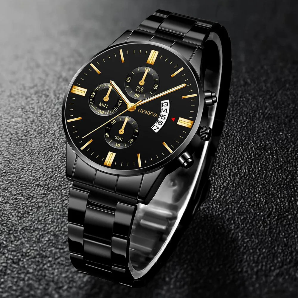 Montre Homme à Bracelet Métal – Le Charme du Cadran Noir