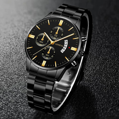 Montre Homme à Bracelet Métal – Le Charme du Cadran Noir