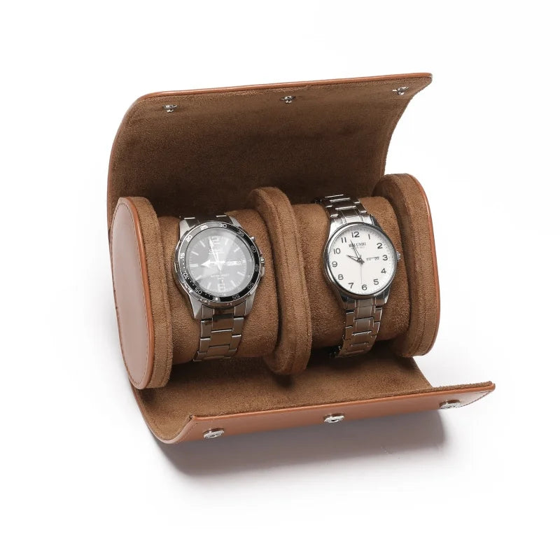 Étui à Montres en Simili Cuir — Marron – 2 montres