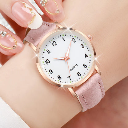 Montre femme bracelet cuir chiffres arabes – vue 3
