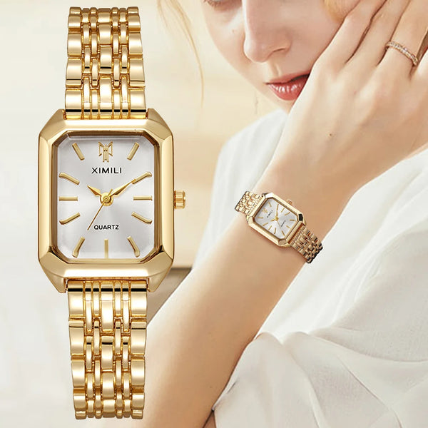 Montre femme rectangulaire en métal – vue 1