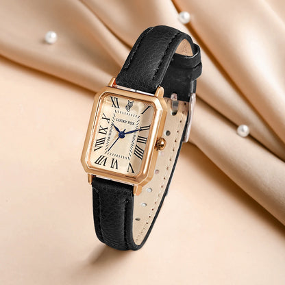 Montre femme rétro carrée bracelet cuir – vue 3