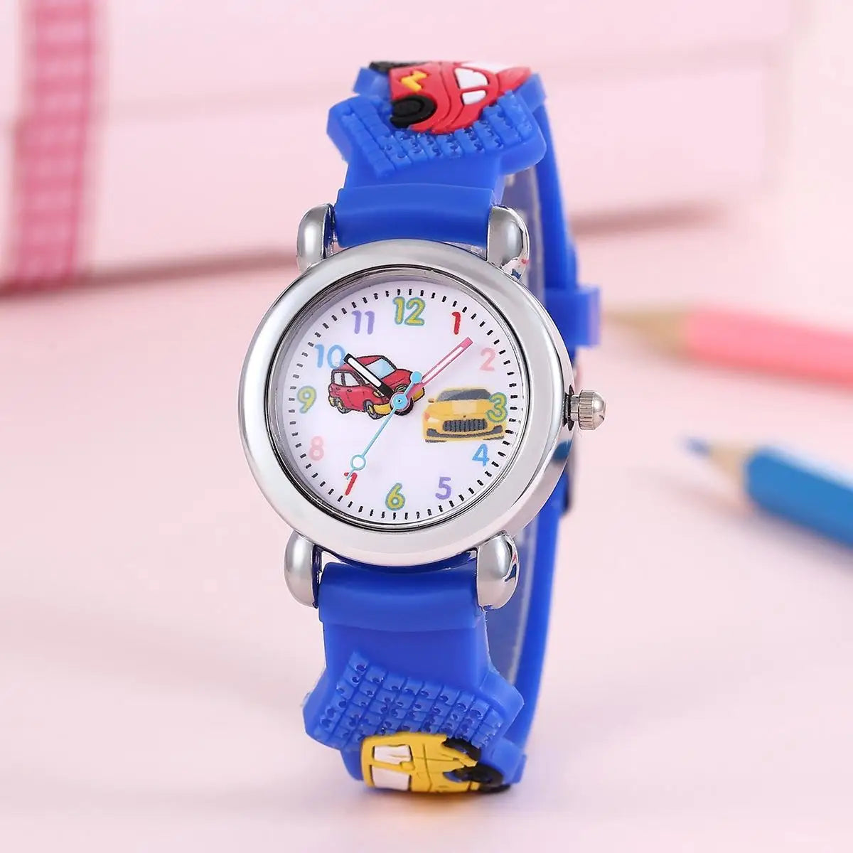 Montre enfant voiture bleue